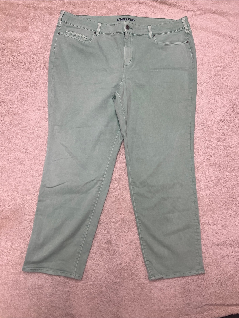 Lands' End Straight-Leg Jeans in Mint Green